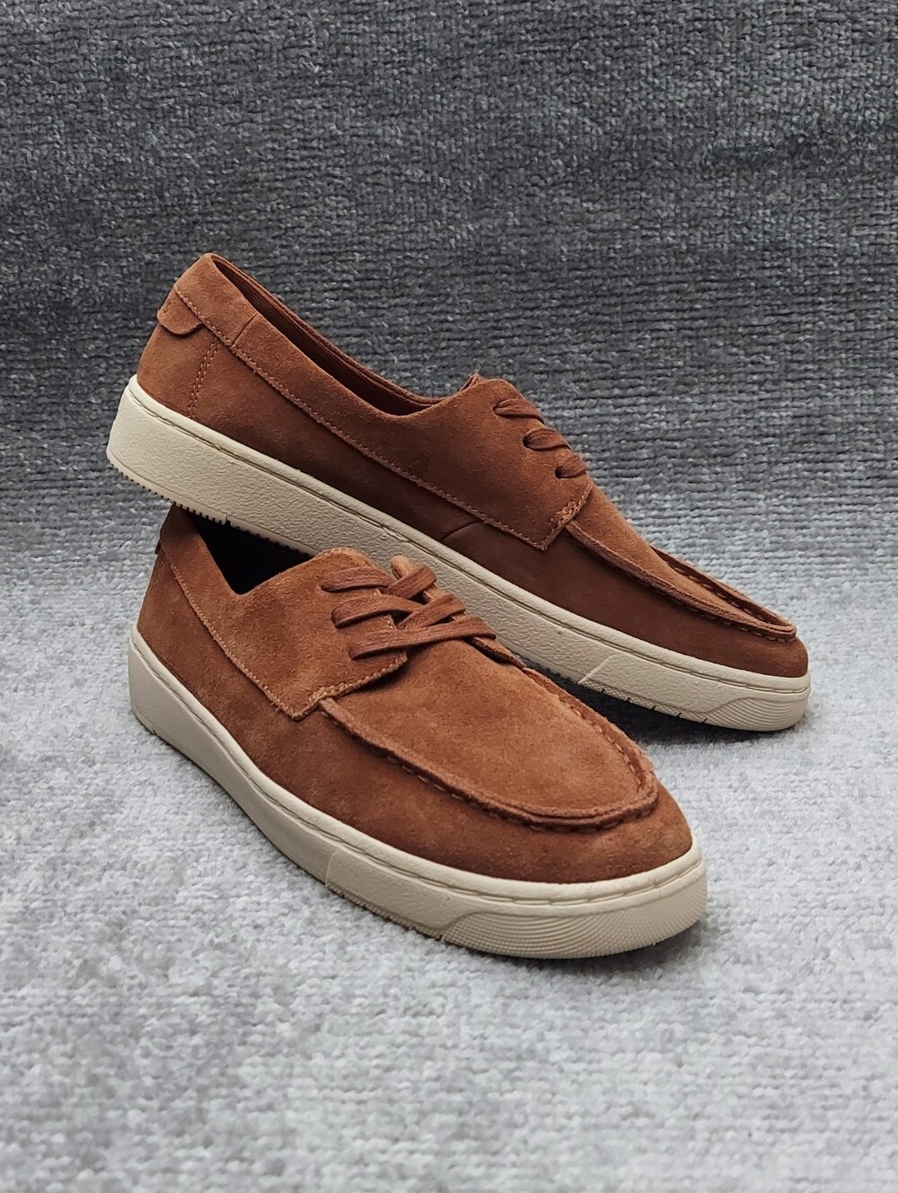 New Toms Men's Size 9 London Suede Lace-Up Loafers Amber Brown